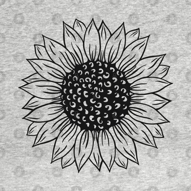 sunflower drawing black style and pink background by Collagedream